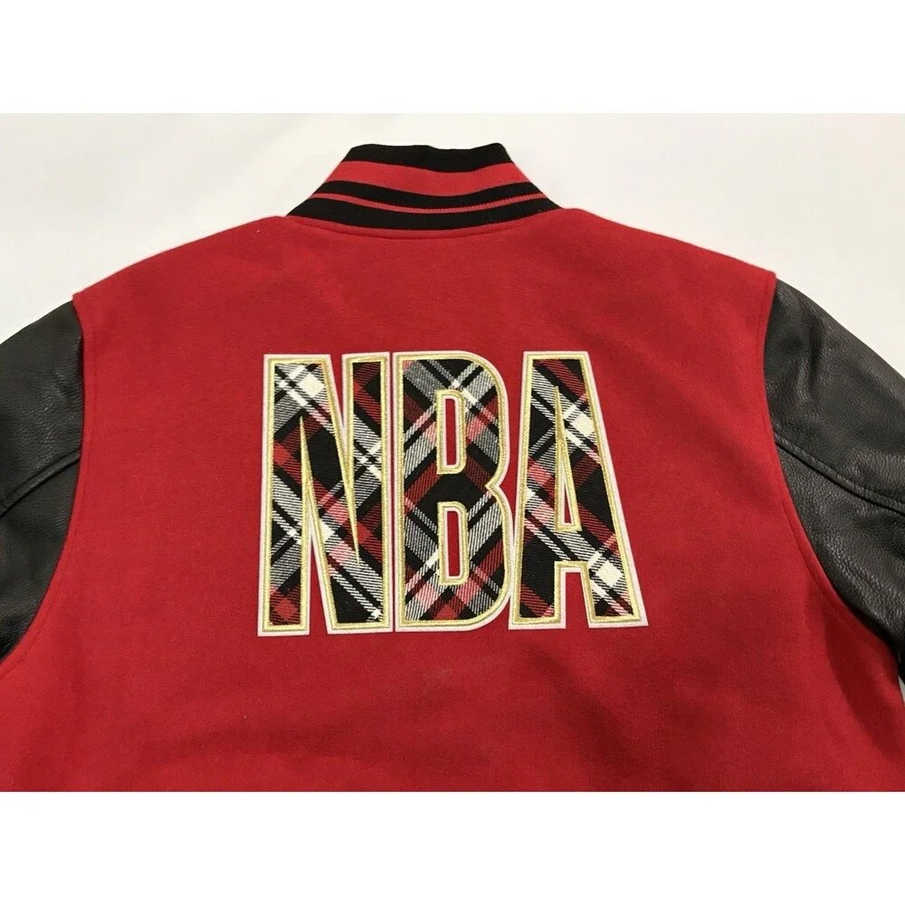 Pro Standard NBA Basketball Varsity Jacket Full Zip Red & Leather Men’s L NWT